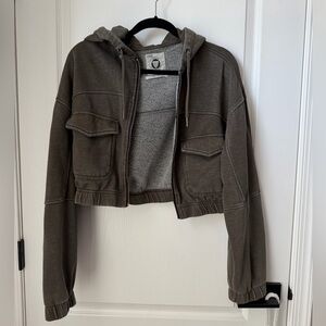 Urban Outfitters Charcoal Cropped Sweatshirt